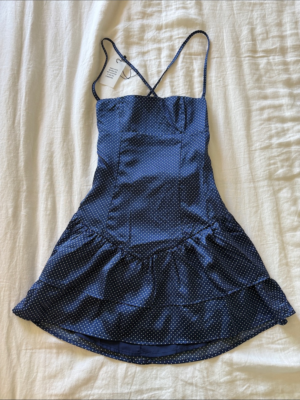 More to Come AVERY MINI DRESS - Navy Polka Dot